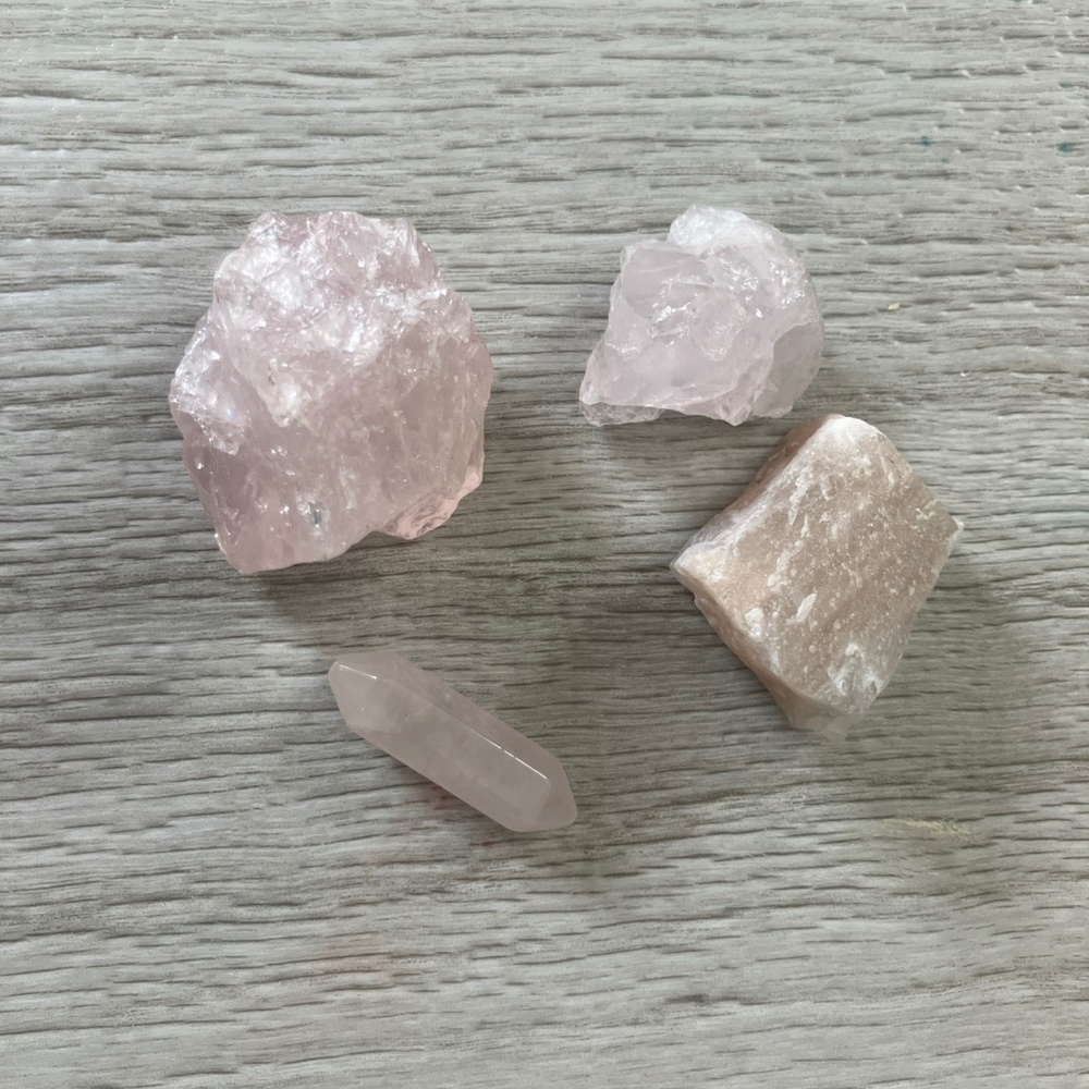 4 rose quart crystals
